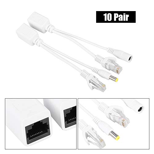 10 Pair IP Camera POE RJ45 Cable Power Over Ethernet Adapter Injector Splitter 12 V