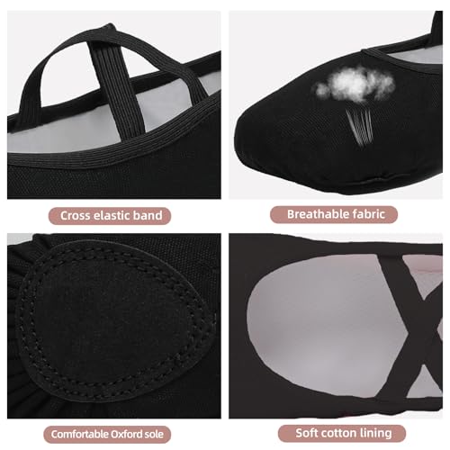 Flyd Ballettschuhe Gymnastikschuhe BallettschlAppchen Damen Ballerinas Tanzschuhe Frauen SchlAppchen, Schwarz, BlackSchwarz, 40 EU