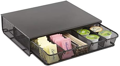 Safco Coffee and Sugar Organizer 3274BL Hospitality Tray, Home, Office, & Hotel, 1 Drawer, Black, 12"W x 11"D x 3 ¼"H image 5