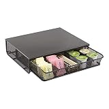 Safco Coffee and Sugar Organizer 3274BL Hospitality Tray, Home, Office, & Hotel, 1 Drawer, Black, 12"W x 11"D x 3 ¼"H
