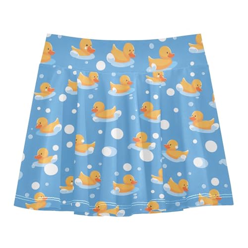 visesunny Girl's Golf Skirt Athletic Cartoon Baby Duck Bubble Tennis Skort Sport Activewear with Double Layer Pockets