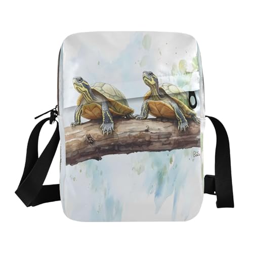 Crossbody Bag Cute Two Sea Turtles Messenger Bag for Women Men Purse Shoulder Bag Satchel Bag with Adjustable Strap 214B9358
