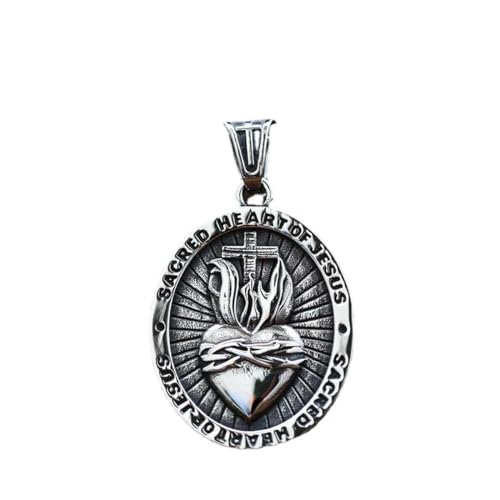 Hokech Mens Acier Inoxydable Sacré-Coeur De Jésus Pendentif Colliers Chaîne Accessoires Bijoux De Mode
