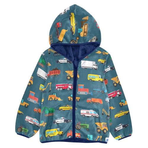 Image of Boys Fleece Jacket Hooded Autumn Winter Long Sleeve Thick Warm Outerwear;3-10 Years Kids Cute Fuzzy Jacket