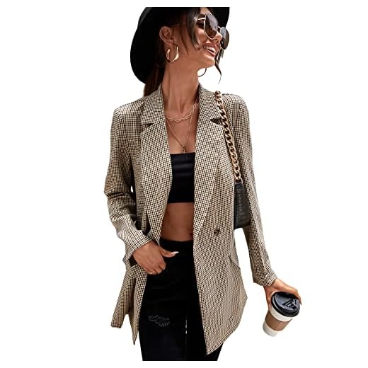 WDIRARA Women's Graphic Print Button Open Front Long Sleeve Blazer Jacket Multi Plaid L
