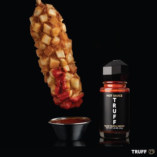 Image of TRUFF Hot Sauce 4-Pack Mini Set, Portable Travel Bottles of Gourmet Hot Sauce, Black Truffle and Chili Peppers, Gift Idea for the Hot Sauce Fans, An Ultra Unique Flavor Experience (1.5 oz, 4 count)