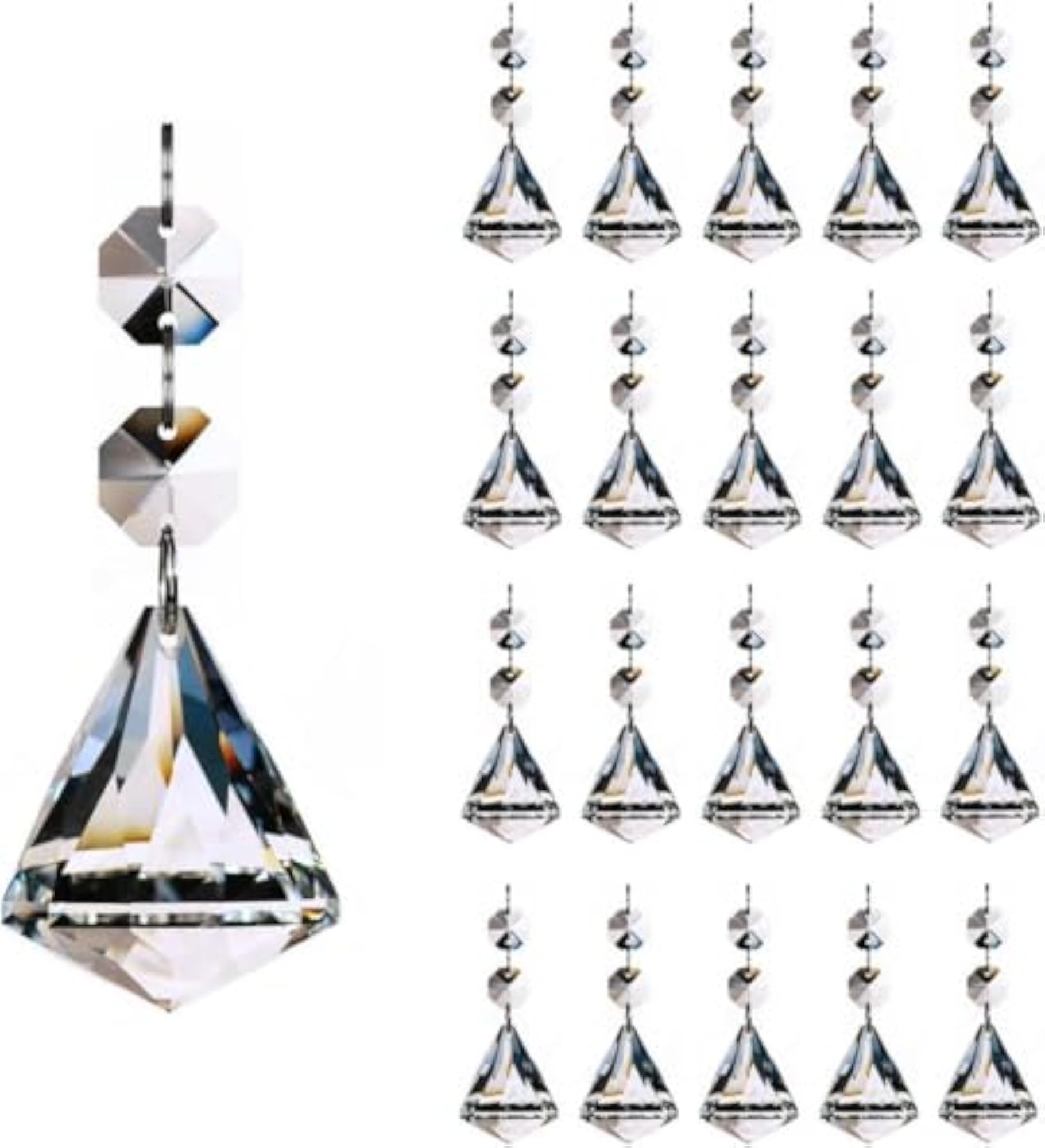 Crystal Prism Suncatcher Ornaments, Diamond Shape, 20-Pack