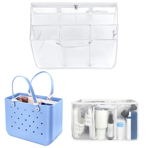 Image of XYFuuee Beach Bag Organizer Inserts for Medium Bogg Bag Accessories, Original M Lightweight Mesh Insert Divider Pouch, Organizing Rubber Tote Bags, Save Storage Space (White)