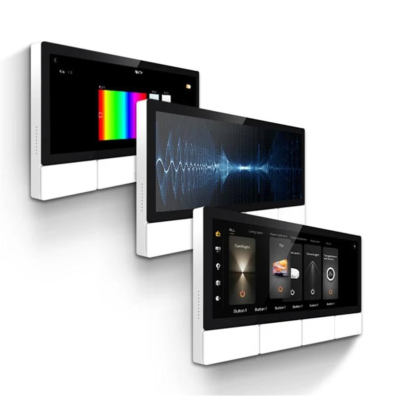 Smart Home Lighting Control Panel, Touch Screen Interface, Multi-Room Scene Control, Dimmable LED Settings, Digital Display 6.2 Inch Smart Control (Bundle: F5-1 EU 3light Black)