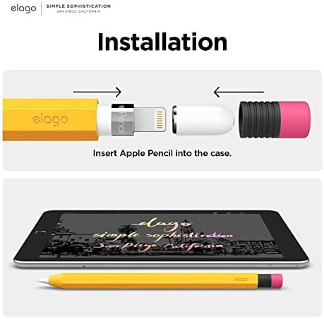 elago Classic Pencil Case Compatible with Apple Pencil 1st Generation Cover Sleeve, Classic Design, Perfect Grip, Protective Skin, Premium Silicone (Yellow)