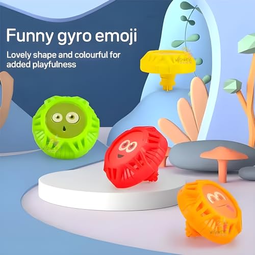 Image of WISHKEY 4 Players Cool Spinning Battle Top Game, Gyro Battle Toy, Funny Emoji Launchers, Spinning Toy with Classic Super Disk, 4 Spinners & Launchers for Kids, 3+ Years (Pack of 1, Black)