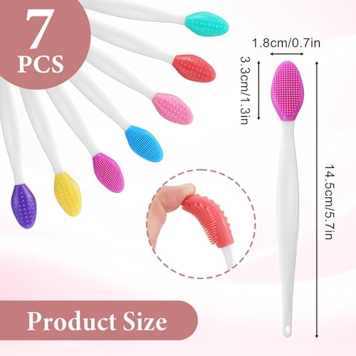 Oruola 7 Stück Pore Cleaning Brush,Silikon LippenbüRste,Doppelseitiges Silikon Gesichtsbürste für Männer Und Frauen,Tragbar Pore Brush Volles,Mitesser Bürsten,Silicone Peeling Werkzeug,Mehrfarbig