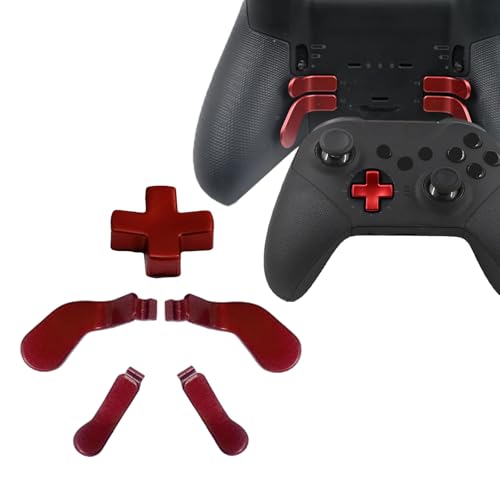 Image of 9 in1 Metal Thumbsticks for Xbox One Elite Series 2 Core Controller, Replacement Paddles for Xbox Elite Series 2 Core with 4 Swap Joystick, 4 Paddles,1 D-Pads(Red)