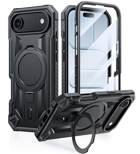 Coque Phone Air 2025 robuste avec anneau magnétique et support antichoc noir