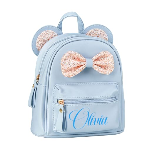 Personalized Bowknot Backpack with Name Cute Mini Backpack Custom Leather Small Rucksack for Travel Casual