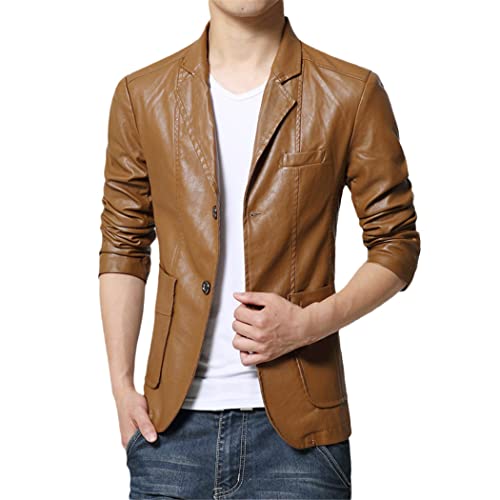 Veste en cuir pour hommes Haitpant kaki XXL blouson PU style d'affaires chic