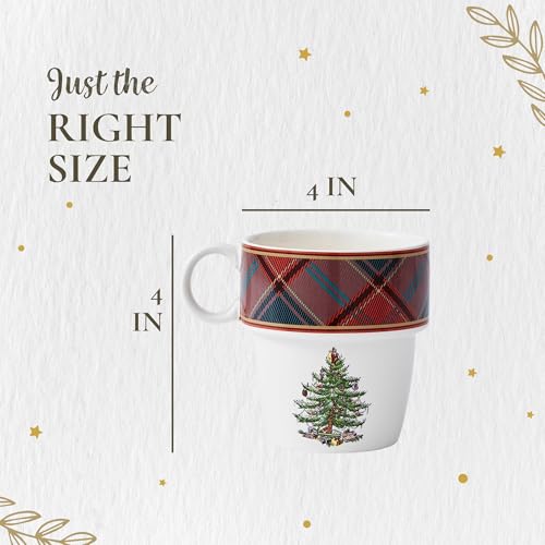 Spode Christmas Tree Tartan Mugs Set de 4 10 Oz miniatura 7