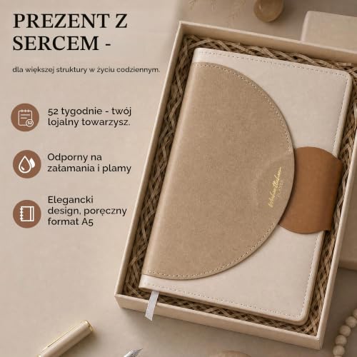 BIROYAL Terminarz tygodniowy bez daty, format A5, planer tygodniowy z listą rzeczy do zrobienia, dużym polem na notatki, 128 stron planu tygodniowego w języku niemieckim z twardą okładką, tygodniowy