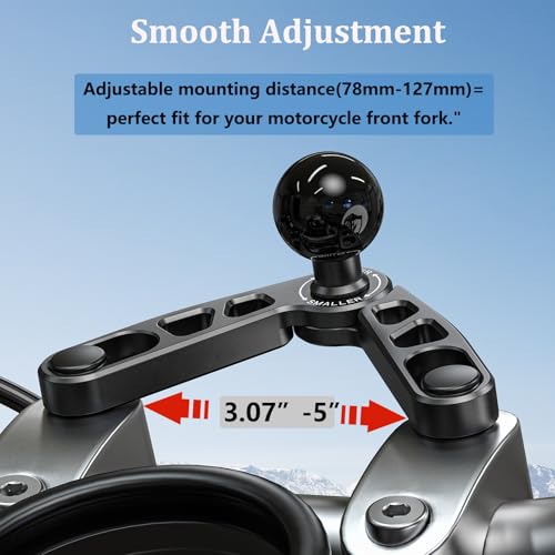 LOKTENWO CNC Aluminum Alloy 1\'\' Ball Base Mount on Motorcycle Front Fork Stem, Compatible with RAM Mounts B Size 1 Inch Ball Double Socket Arm