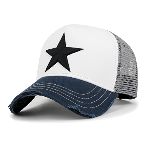 ililily Star Embroidery Black White Trucker Hat Cotton Baseball Cap product thumbnail 20