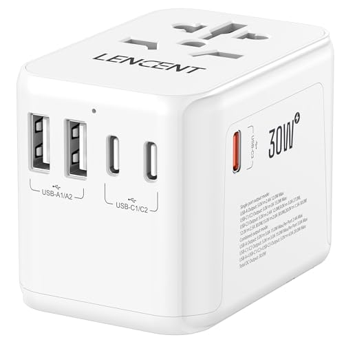 Adaptateur de voyage universel multiprise USB C chargeur international LENCENT