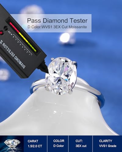 1.5 2 3 Carat Moissanite Rings For Women Oval Moissanite Engagement Ring 18K Gold Plated 925 Sterling Silver Promise Rings for Women2