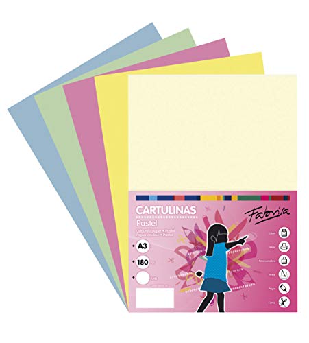 Pack 50 Cartulinas Colores Suaves Tamaño A3 180g