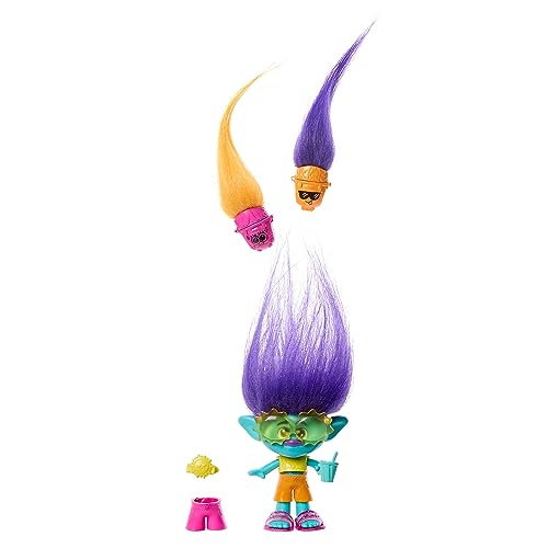 Mattel Trolls 3, Figurine Branche Hair Pops à Fonction Avec Vêtements Amovibles, 2 Hair Pops Et Accessoires Surprises Inclus, Jouet Enfant, A Partir De 3...
