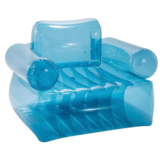Intex 66503 Sillón Hinchable, Transparente, con Reposa Brazos, Muebles Hinchables, Medidas 109x107x79 cm, Cómodo Capacidad 1 Persona, Peso Máx. 100 kg, Fácil de Hinchar, Portátil, Azul
