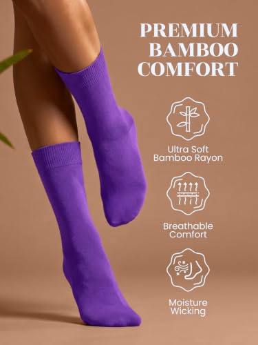 Image of Hugh Ugoli Womens Thin Soft Bamboo Dress Socks, Business, Crew, 3-6 Pairs
