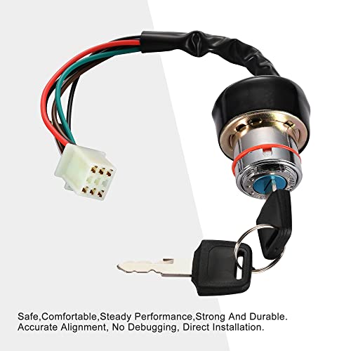 GOOFIT 6 Wire Ignition Key Switch Replacement for 50cc 90cc 110cc 125cc Taotao Sunl Kazuma Chinese ATV Quad Buggy Dune Buggies Go Karts Pocket Mini Bike