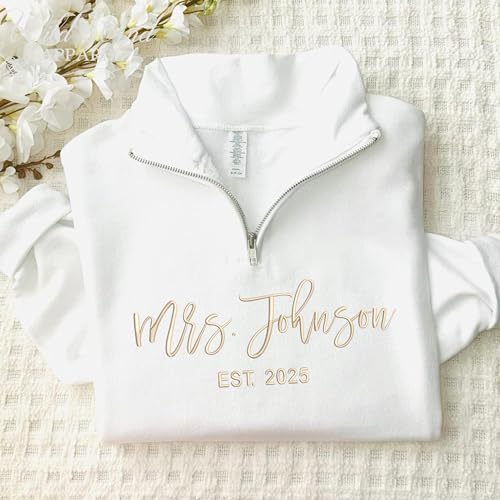 Custom Embroidered Mrs. Sweatshirts, Embroidered Bride Sweatshirt, Future Mrs Hoodie, Customized Bachelorette Party Gift, Wedding Gifts, Honeymoon Sweatshirts, Engagement Gifts3
