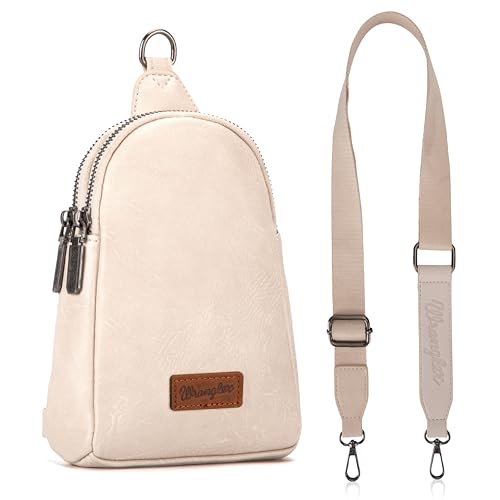 Image of Wrangler Small Sling Bag for Women, Leather Crossbody Bags Cross Body Purse Fanny Packs with Adjustable Strap for Gift