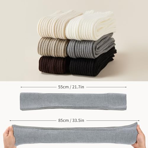 FGZ Long Leg Warmer 80s Party Ribbed Knit Outfits for Women Girls Fashion Socks Accessories,Grey