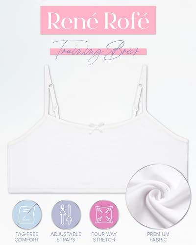 Rene Rofe Girls Training Bras - 10 Pack Soft Stretch Cotton Bra, Cami Style Girls Underwear with Adjustable Straps (7-14)2