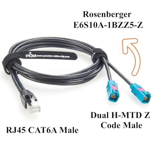 Cable Ethernet Automotriz Rosenberger H-MTD a RJ45 Cat6A 1 m miniatura 3