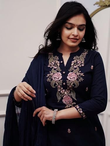 Image of piludi Embroidered Designer Kurta Set for Women | Kurta Pant with Dupatta | Lightweight, Soft and Comfortable Outfit Designed for a Clean and Modern Everyday Look