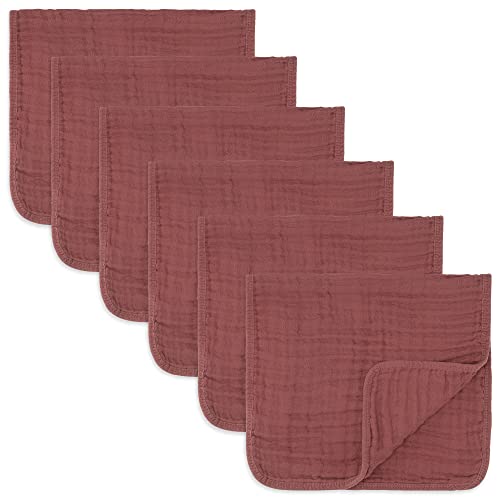 Image of Comfy Cubs Muslin Burp Cloths Large 100% Cotton Hand Washcloths for Babies, Baby Essentials 6 Layers Extra Absorbent and Soft Boys & Girls Baby Rags for Newborn Registry (Wine, 6-Pack, 20" X10")