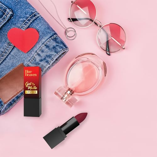 Image of Blue Heaven Get Matte Lipstick | Soft Matte Finish and Lightweight Formula | Intense Pigment | Long-Lasting Lipsticks For Women | 107R | 4gm (Pack of 2)