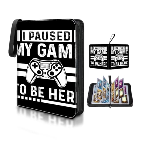 Card Binder 4 Pocket,Collectible Trading Card Albums Fits 400 Cards with 50 Removable Sleeves,Portable Trading Collection Album Holder,Game Card Case book With Zipper for Gifts,No Game