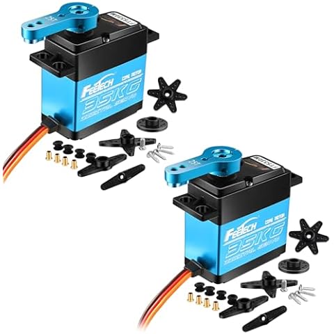 Geekstory Feetech FT5330M 35KG Digital RC Core Servo Motor Waterproof Metal Gear 25T Servo Arm Horn 180 Degree 6V-7.4V for Metal Gear 1/8 1/10 Baja Car（Pack of 2） Cover