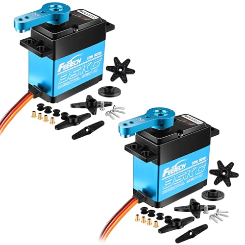 Geekstory Feetech FT5330M 35 kg Digital RC Core servo motor impermeável metal Gear 25T servo braço chifre 180 graus 6 V - 7,4 V para metal Gear 1/8 1/10 baixo carro (embalagem de 2)