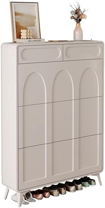 Shoe Rack Ultra Thin Flip Bucket Shoe Cabinet, Household Entrance Corridor Household Storage Cabinet, Integrated Wall Mounted Shoe Rack Shoe Storage Cabinet