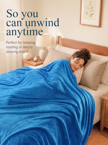 Image of Utopia Bedding Soft Fleece Bed Blanket Queen Size Royal Blue (90x90 Inch)