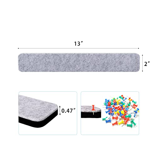 Cropuwn Gray Felt Board Bar 8Pcs Self-Adhesive Pin Board Strip With 35 Pushpins Lightweight Memo Board Tile Bar For Photos Schedules Display Decor #TOP1