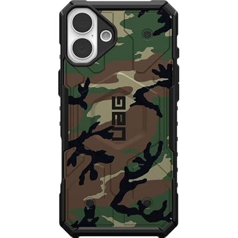 EGO TACTICAL UAG Urban Armor Gear Case Compatible with MagSafe for iPhone 15 Plus [6.7" Screen] Limited Edition Printed in The USA - US Woodlands Camouflage Cover