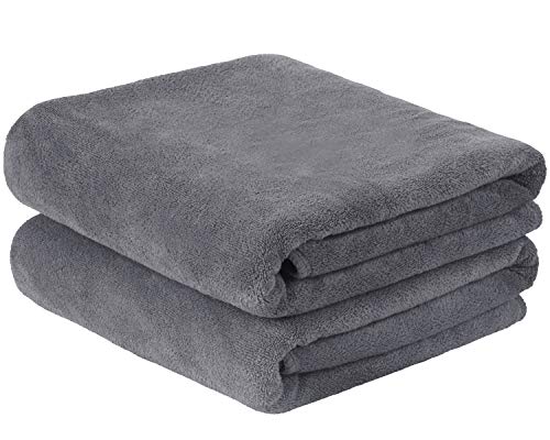 Sunland Microfiber Gym Bath Towel Ultra Soft Travel Camping Towel Super Absorbent Swimming Sport Towel With Carry Bag For Adults And Children 24Inchx48Inch Grey 2 Pack #TOP7