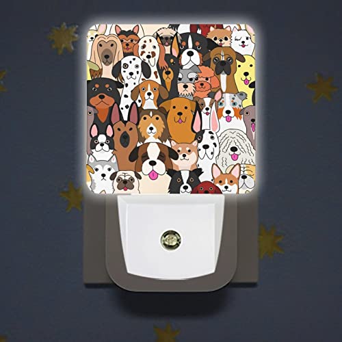 Acozuhse Led Night Lights Lamp With Dusk To Dawn Sensor, Doodle Dogs Colorful Background Night Lamp, Night Lights Plug Into Wall For Kids Room, Bedroom, Bathroom, Kitchen, Hallway #TOP2