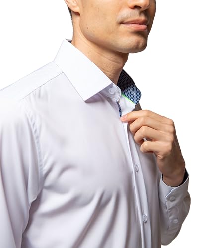 Men Slim Fit Performance Long Sleeve Solid Dress Shirt3