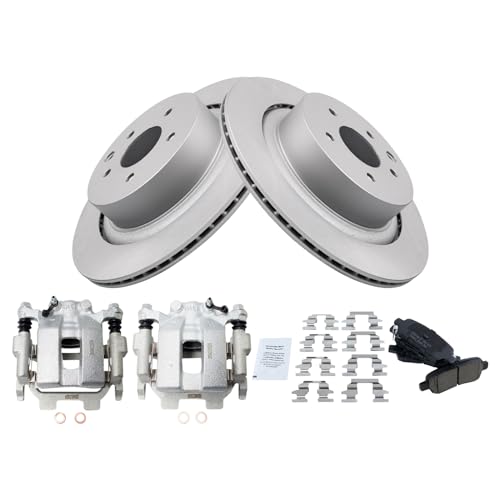 Image of TRQ Rear Brake Pad and Rotor Set Ceramic G Coated Rotors Calipers